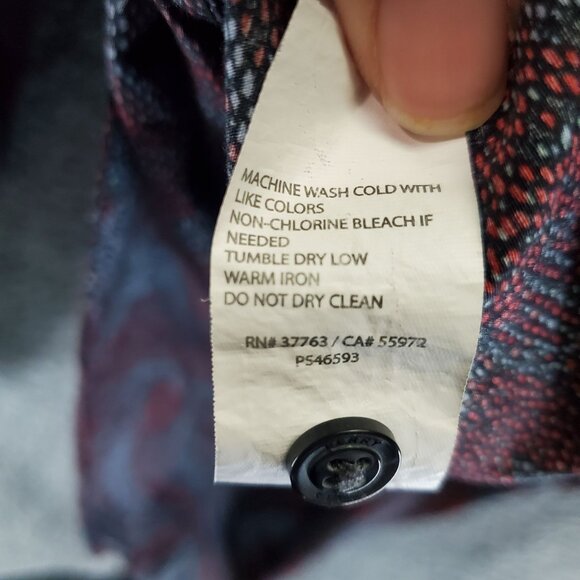 Perry Ellis Shirt Mens 2XLT Red & Black Print Long Sleeve Button-Up Stretch - Picture 4 of 9